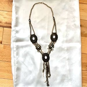 Long antique gold colour western boho necklace